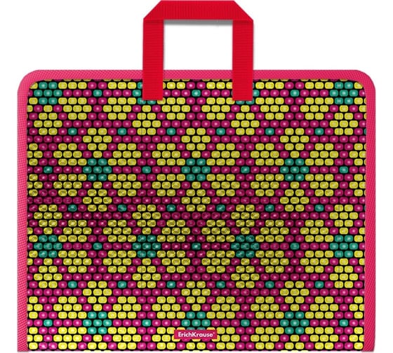 Изображение товара Папка ErichKrause Pink&Yellow Beads на молнии, пластиковая, с ручками, А4+ 52847