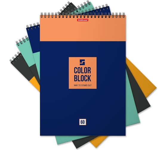 Изображение товара Блокнот ErichKrause Color Block на спирали, А4, 60 листов, клетка 49685