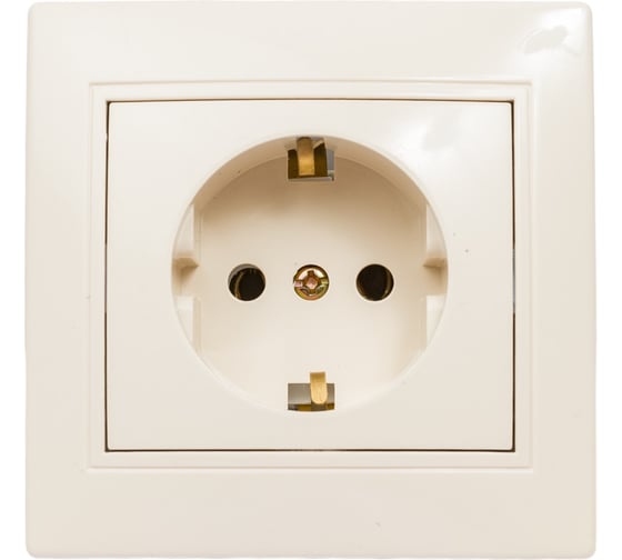 Изображение товара Розетка Intro Plano 1-202-02 с заземлением 2P+E Schuko, 16А-250В, IP20, СУ, слоновая кость, Б0053876