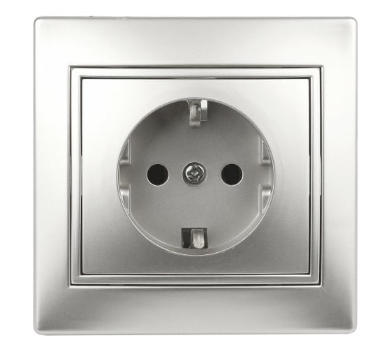 Изображение товара Розетка Intro Plano 1-202-03 с заземлением 2P+E Schuko, 16А-250В, IP20, СУ, алюминий, Б0053878