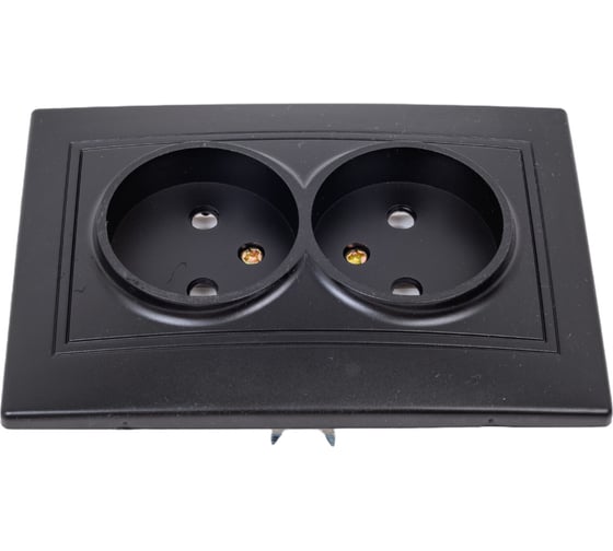 Изображение товара Двойная розетка Intro Plano 1-204-05 без заземления 2x2P, 16А-250В, IP20, СУ, антрацит, Б0053911