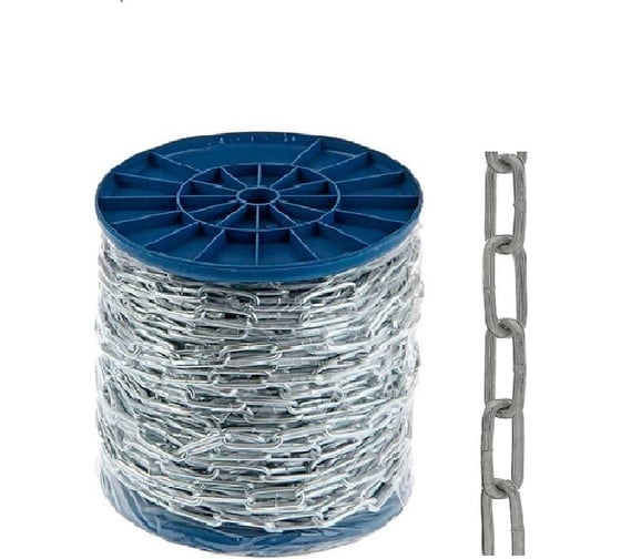 Изображение товара Длиннозвенная цепь МЕТАЛЛСЕРВИС DIN 763, 3 мм, оцинкованная, 60 м 1227085