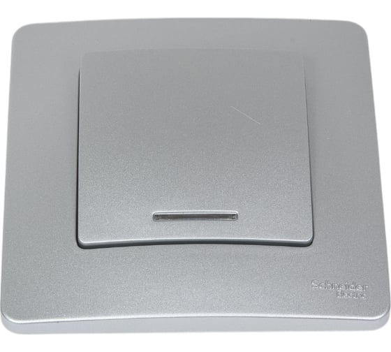 Изображение товара 1-клавишный переключатель Systeme Electric Blanca с/у алюминий, с подсветкой, 10А BLNVS010613