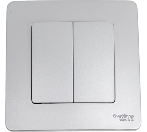 Изображение товара 2-клавишный переключатель Systeme Electric Blanca с/у алюминий, 10А BLNVS106603