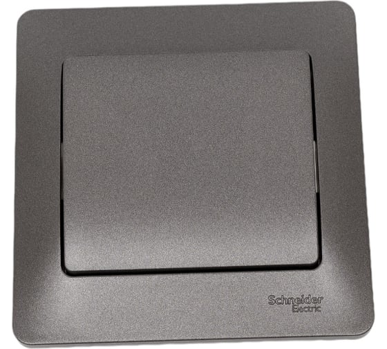 Изображение товара 1-клавишный выключатель Systeme Electric Glossa Графит сх.1, 10AX (в сборе с рамкой) GSL001312