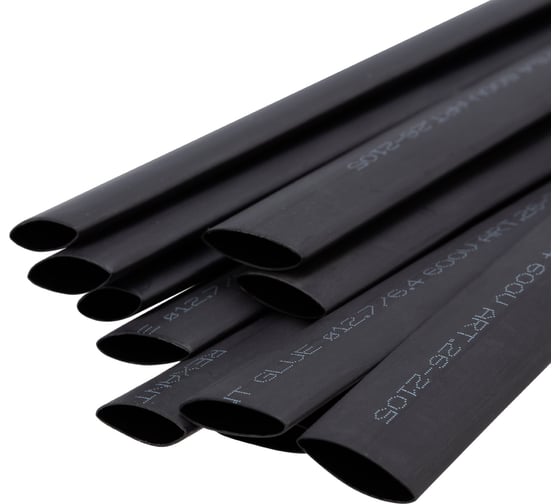 Изображение товара Клеевая термоусадка REXANT СТТК (2:1) 12,7/6,35 мм, двустенная, черная, 10 шт. по 1 м 26-2105