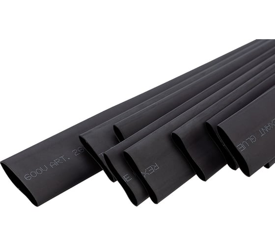 Изображение товара Клеевая термоусадка REXANT СТТК (2:1) 19,1/9,55 мм, двустенная, черная, 10 шт. по 1 м 26-2107