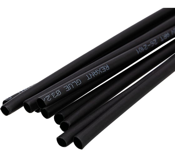 Изображение товара Клеевая термоусадка REXANT СТТК 3,2/1,6 мм, двустенная, черная, 10 шт. по 1 м 26-2101