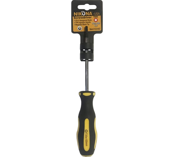Изображение товара Отвертка NIKONA звездочка Torx Cr-V, T20x100 мм шестигранная 22-642