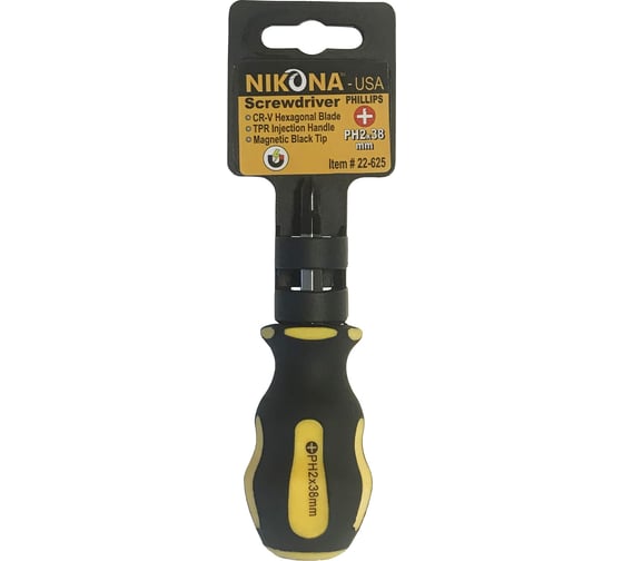 Изображение товара Крестовая отвертка NIKONA Cr-V, PH2x38 шестигранная 22-625