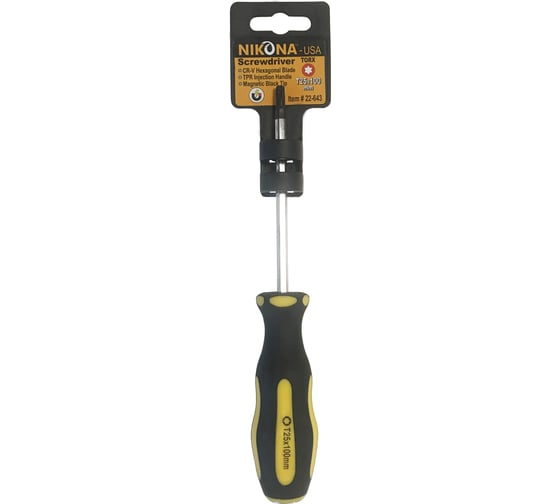 Изображение товара Отвертка NIKONA звездочка Torx Cr-V, T25x100 мм, шестигранная 22-643