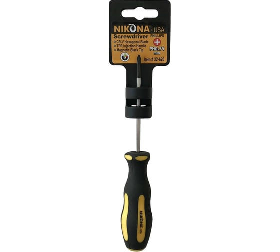 Изображение товара Крестовая отвертка NIKONA шестигранная Cr-V, PH 0x75 мм 22-620