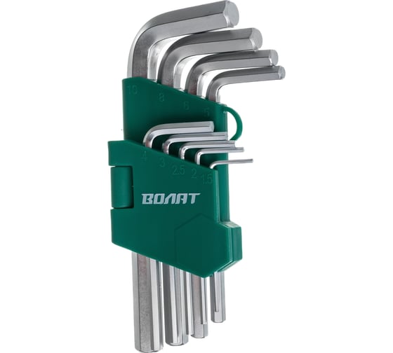 Изображение товара Набор ключей ВОЛАТ шестигранных 1,5-10 мм 9 предметов коротких 11015-09