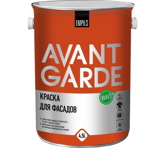 Изображение товара Фасадная краска Avantgarde база А белая 4.5 л, 6.2 кг 77686