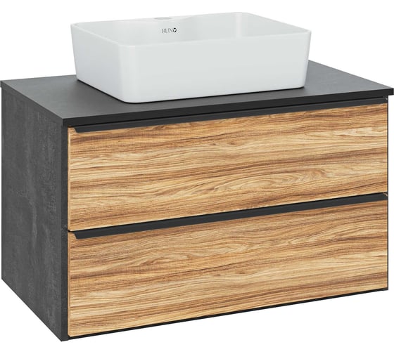 Изображение товара Тумба Runo Мальта 85 дуб/черный под накладной умывальник 00-00001099