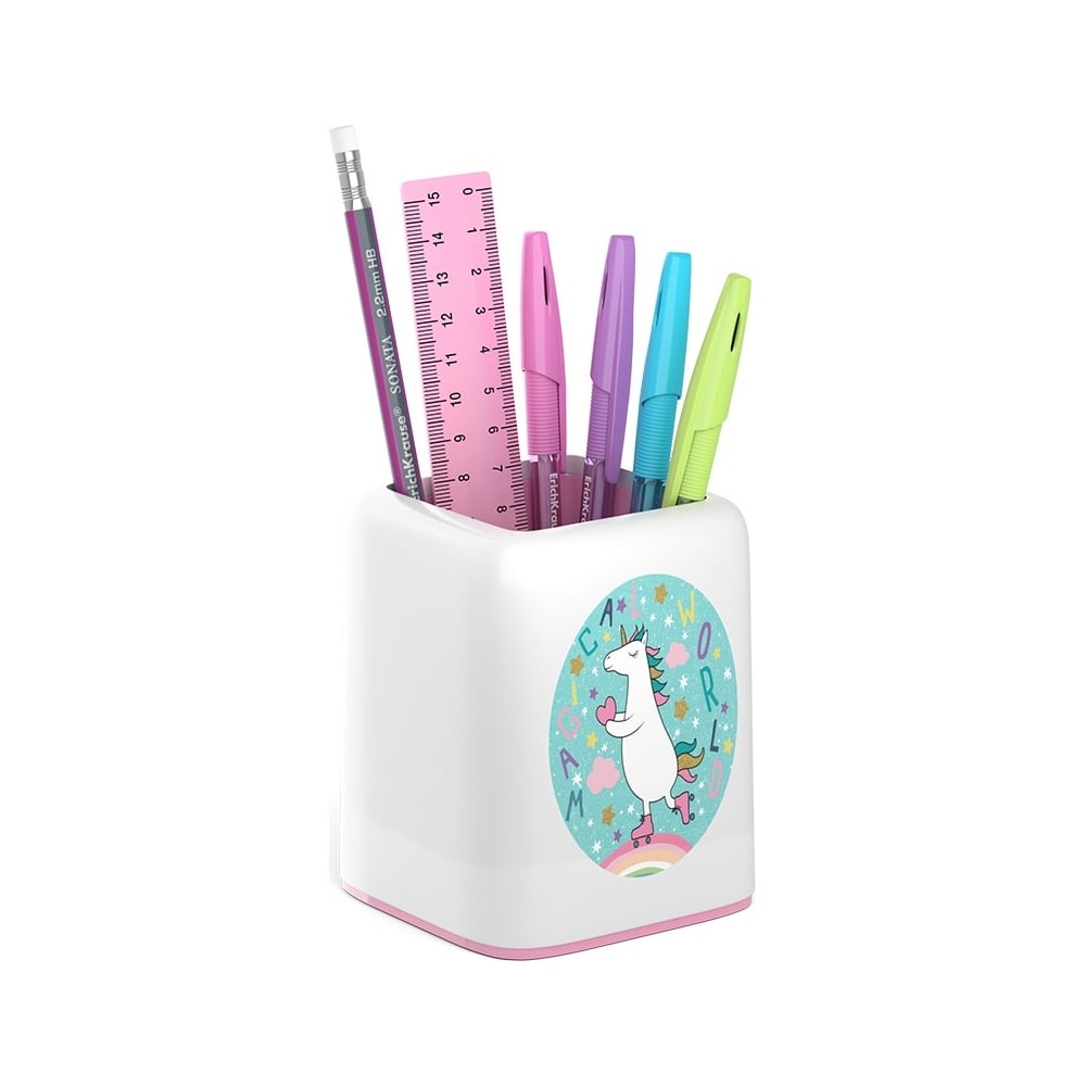 Изображение товара Настольный пластиковый набор ErichKrause Forte Rainbow Skate 6 шт белый с розовой вставкой