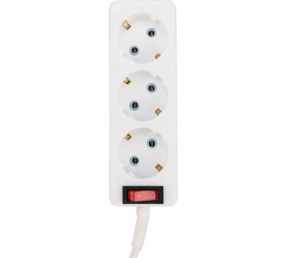 Изображение товара Удлинитель PROCONNECT 3 гнезда с кнопкой 5 м 3x0,75 мм2 с заземлением белый 11-7213