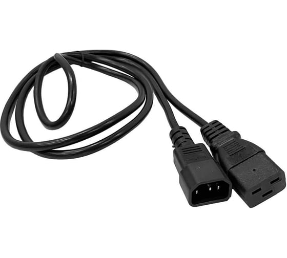 Изображение товара Шнур питания LANMASTER C19-C14, 3х0.75, 220В, 10А, черный, 1.8 м LAN-PP19/14-1.8-BK
