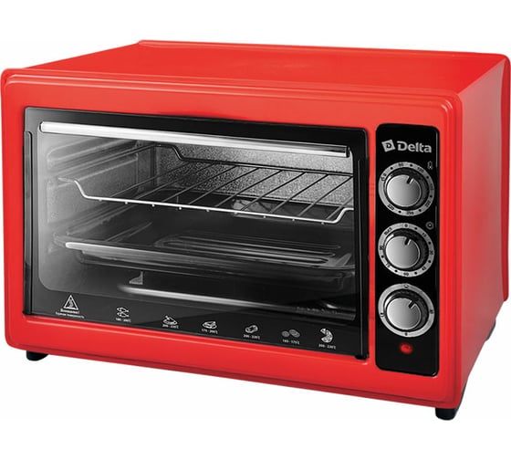 Изображение товара Электрическая духовка DELTA D-0123 с термостатом красная 1300 Вт, 37 л Р1-00004701