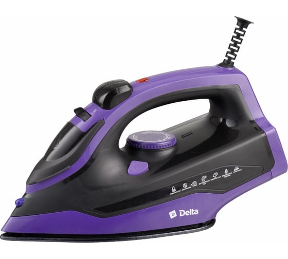 Изображение товара Утюг DELTA DL-353 черный с фиолетовым, 2400 Вт, керамика, антинакипь, самоочистка 10 0R-00005200