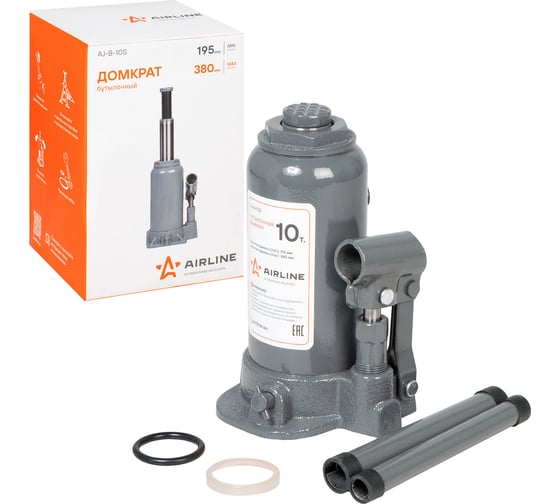 Изображение товара Бутылочный домкрат Airline 10 т S, MIN - 195 мм, MAX - 380 мм AJ-B-10S
