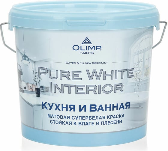 Изображение товара Краска влагостойкая для кухонь и ванных OLIMP 5 л 26209