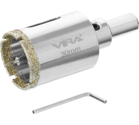 Изображение товара Алмазная коронка VIRA 30 мм по керамограниту и керамике трехгранный хвостовик 559503