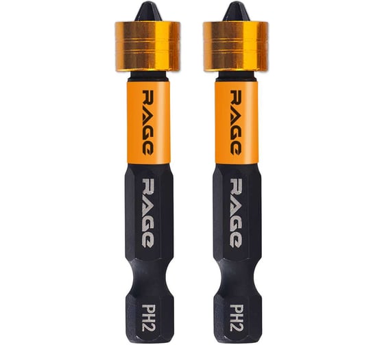 Изображение товара Биты с магнитным ограничителем RAGE By VIRA PH2 x 50 мм 2 шт для ДСП гипсокартона 554133