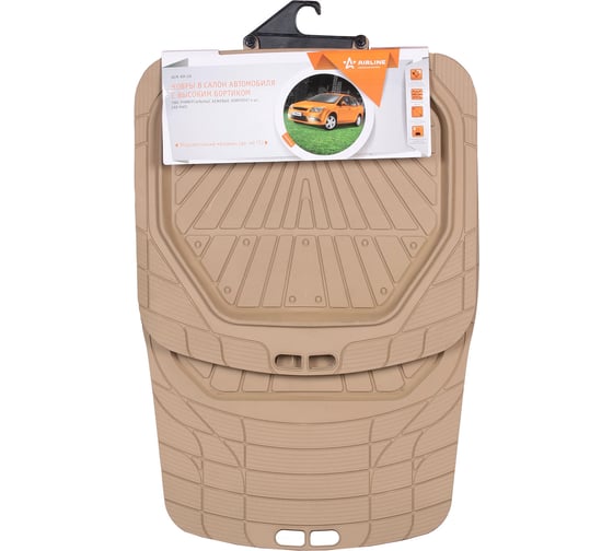 Изображение товара Ковры в салон AIRLINE с высоким бортиком, ПВХ, универсальные, бежевые, комплект 4 шт. ACM-RM-09