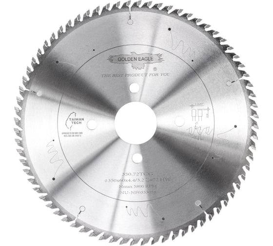 Изображение товара Диск пильный HW основной (350x60x4.4/3.2 мм; Z72; TR-F) Golden Eagle TL00000124