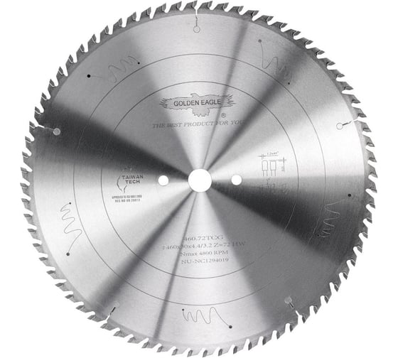Изображение товара Диск пильный HW основной (460x30x4.4/3.2 мм; Z72; TR-F) Golden Eagle TL00000118