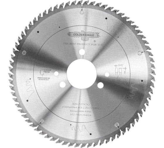 Изображение товара Диск пильный HW основной (320x65x4.4/3.2 мм; Z72; TR-F) Golden Eagle TL00000034