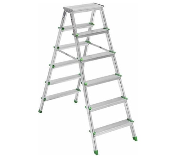 Изображение товара Двусторонняя алюминиевая стремянка Sarayli 6x6 ступеней 18204
