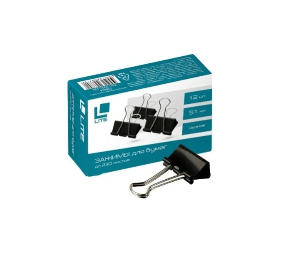 Изображение товара Зажим LITE черный металл 51 мм Z51L-12K