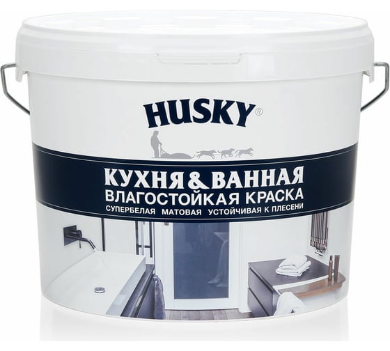 Изображение товара Краска для кухонь и ванных комнат HUSKY 9 л 32505