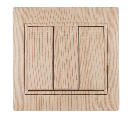 Изображение товара Выключатель Intro Plano 1-106-11 тройной, 10А-250В, IP20, СУ, сосна, Б0053801