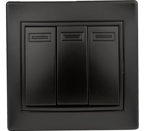 Изображение товара Выключатель Intro Plano 1-106-05 тройной, 10А-250В, IP20, СУ, антрацит, Б0053795