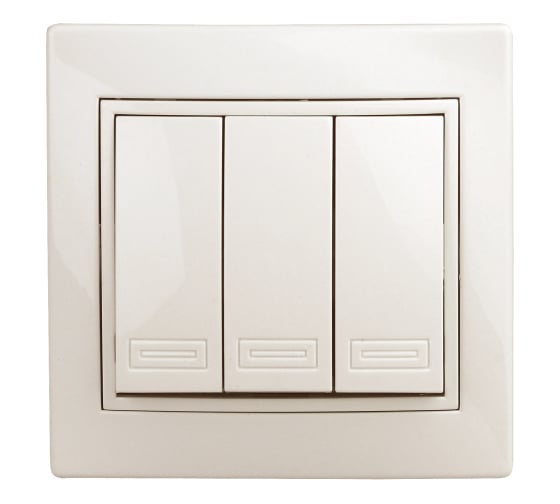 Изображение товара Выключатель Intro Plano 1-106-02 тройной, 10А-250В, IP20, СУ, слоновая кость, Б0053789