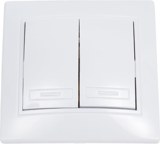 Изображение товара Выключатель Intro Plano 1-104-01 двухклавишный, 10А-250В, IP20, СУ, белый, Б0053758