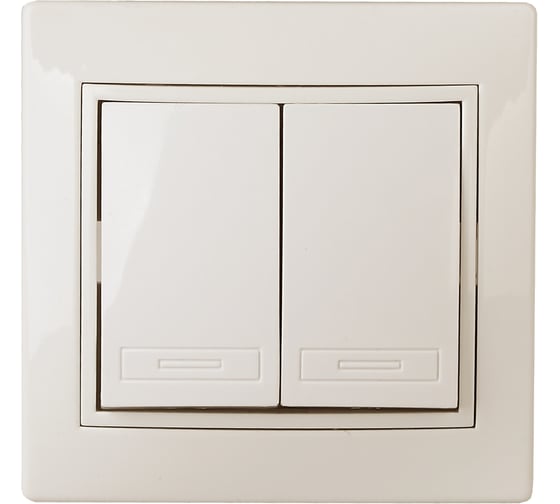 Изображение товара Выключатель Intro Plano 1-104-02 двухклавишный, 10А-250В, IP20, СУ, слоновая кость, Б0053760