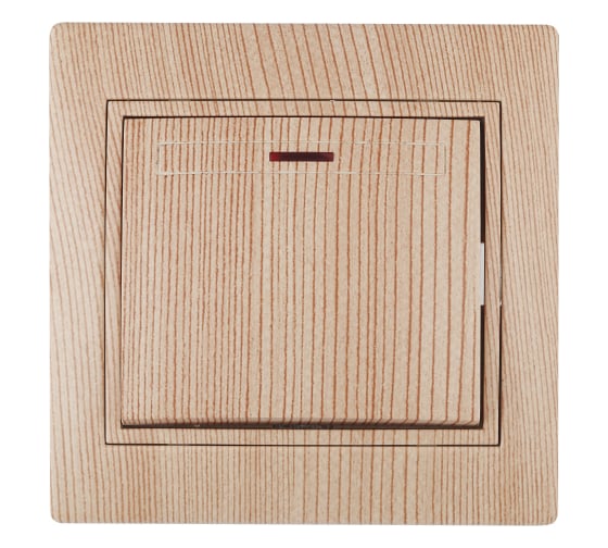 Изображение товара Выключатель Intro Plano 1-102-11 одноклавишный с подсветкой, 10А-250В, IP20, СУ, сосна, Б0053740