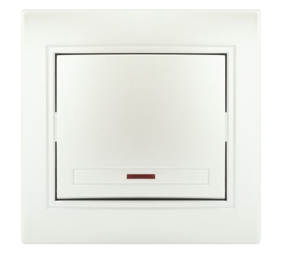 Изображение товара Выключатель Intro Plano 1-102-06 одноклавишный с подсветкой, 10А-250В, IP20, СУ, перламутр, Б0053736