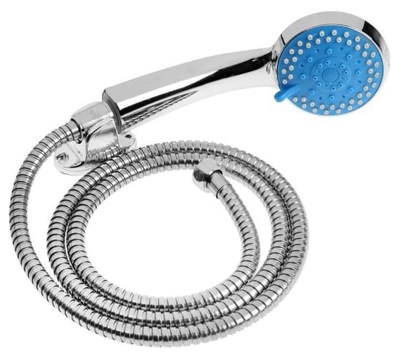 Изображение товара Набор для душа Zein Z0705, шланг 150 см, держатель, лейка 5 режимов, синий/хром 6931452
