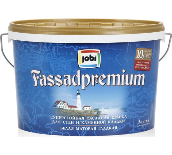 Изображение товара Фасадная краска JOBI FASSADPREMIUM белый, 5 л 11915