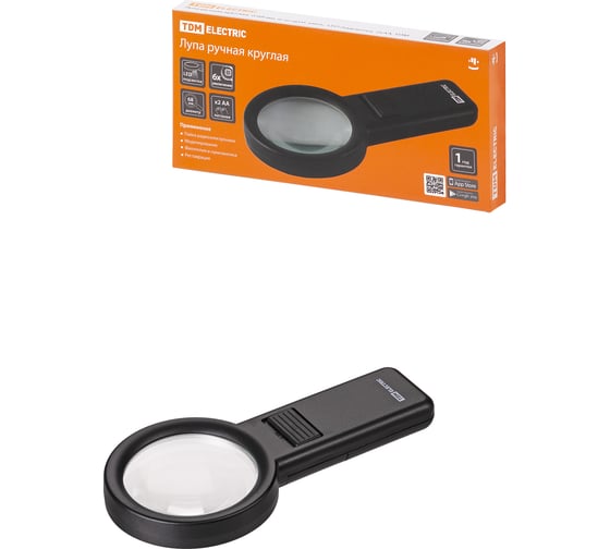 Изображение товара Ручная круглая лупа TDM ELECTRIC d 68 мм, 6-ти кратное увеличение, LED подсветка SQ1025-0904