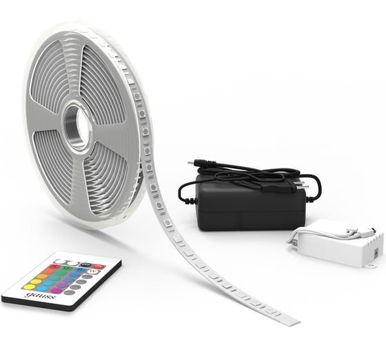 Изображение товара Лента Gauss Basic в комплекте 12V 12W/m 780lm/m RGB IP65 LED 5m BT072