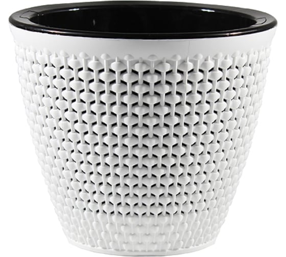 Изображение товара Кашпо bmc Ротанг белый/чёрный, 15.5х17 см, 1.6 л КШ6474 057620