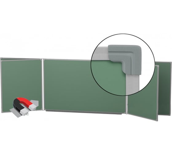 Изображение товара Магнитно-меловая доска BoardSYS пятиэлементная 120x400 в металлическом профиле 30ПЭ1*400М