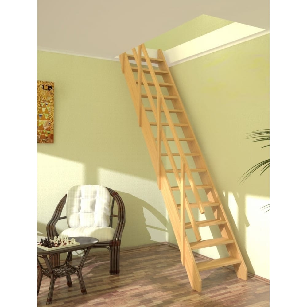 Прямая деревянная лестница ТДВ лавка деревянная из хвои маленькая 55 х 30 х 45 см для бани и дачи нагрузка до 100 кг