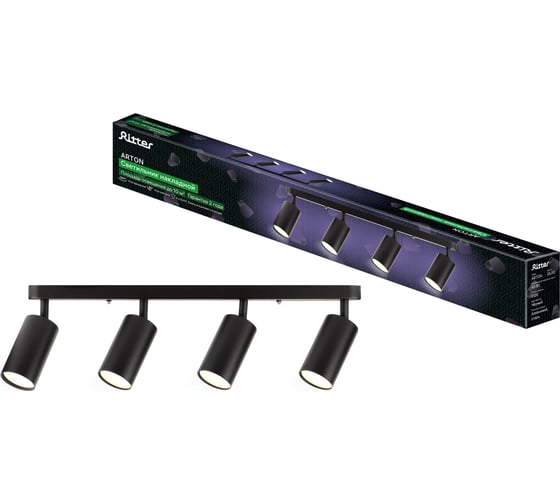 Изображение товара Поворотный накладной светильник Ritter Arton цилиндр, алюминий, 55x100x500, 4хGU10, цвет черный 59936 4